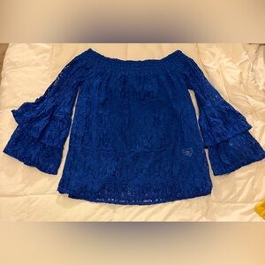 Lilly Pulitzer Royal Blue Off-Shoulder Lace Top
